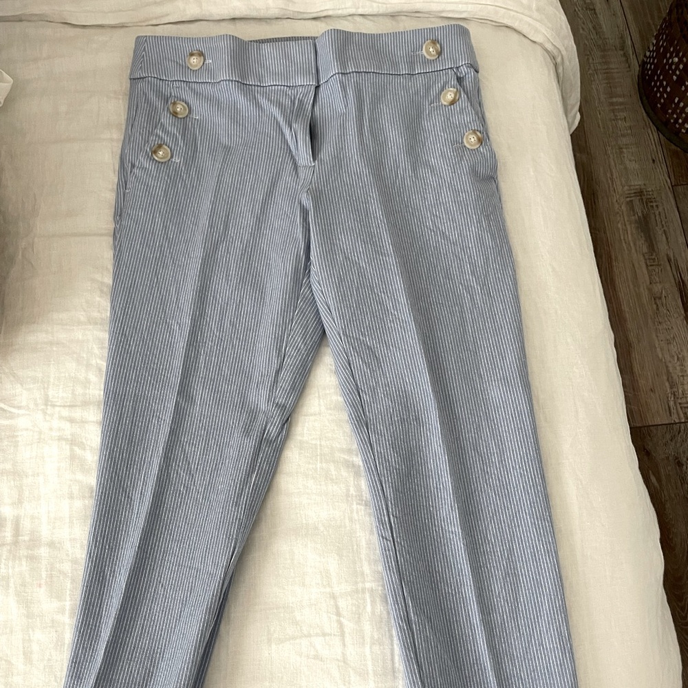 Blue pinstripe business trouser, size 2